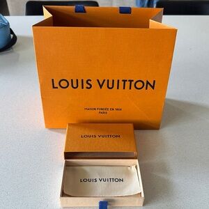 Louis Vuitton Orange Box and Cream Pouch Set